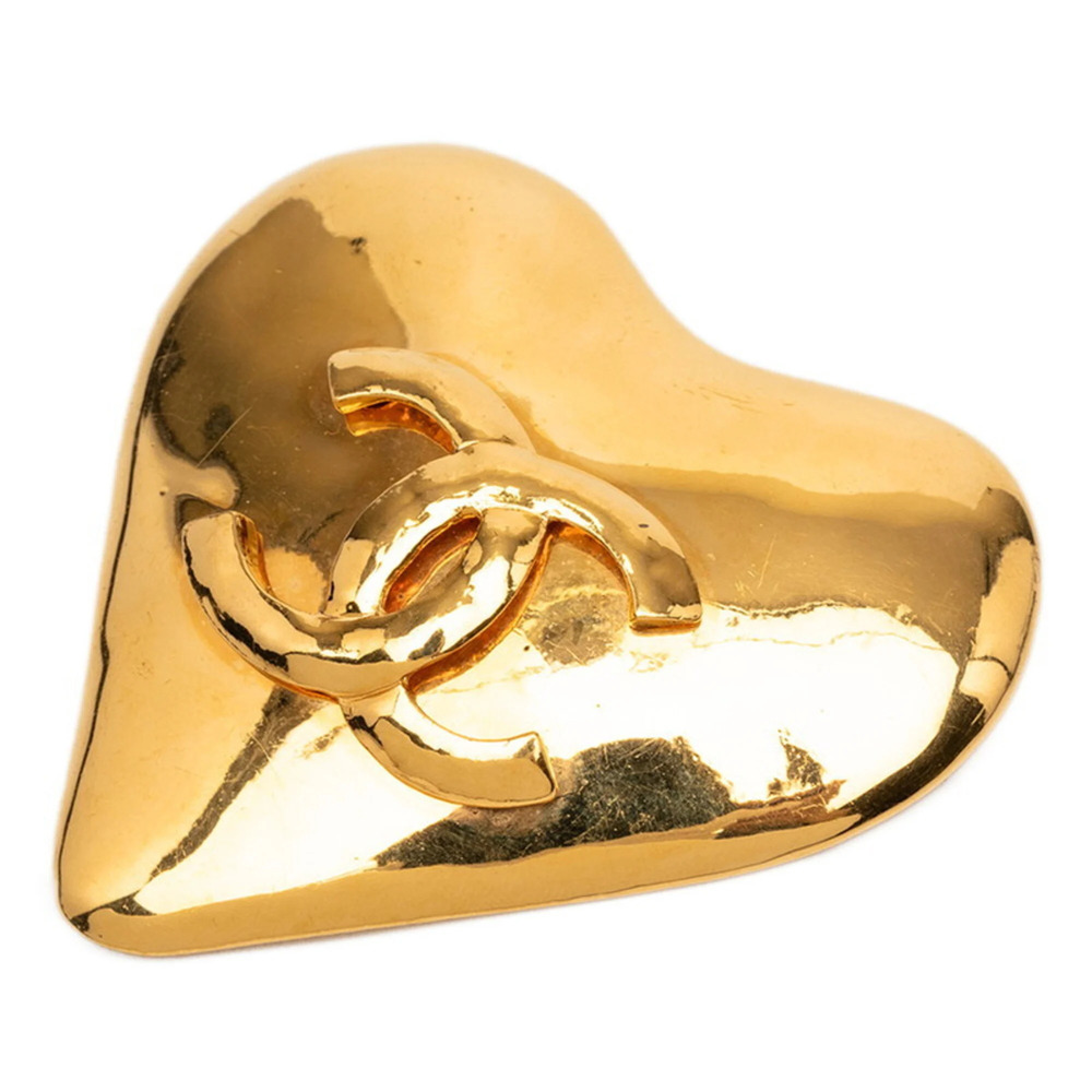 CHANEL Vintage Gold Logo Brooch
